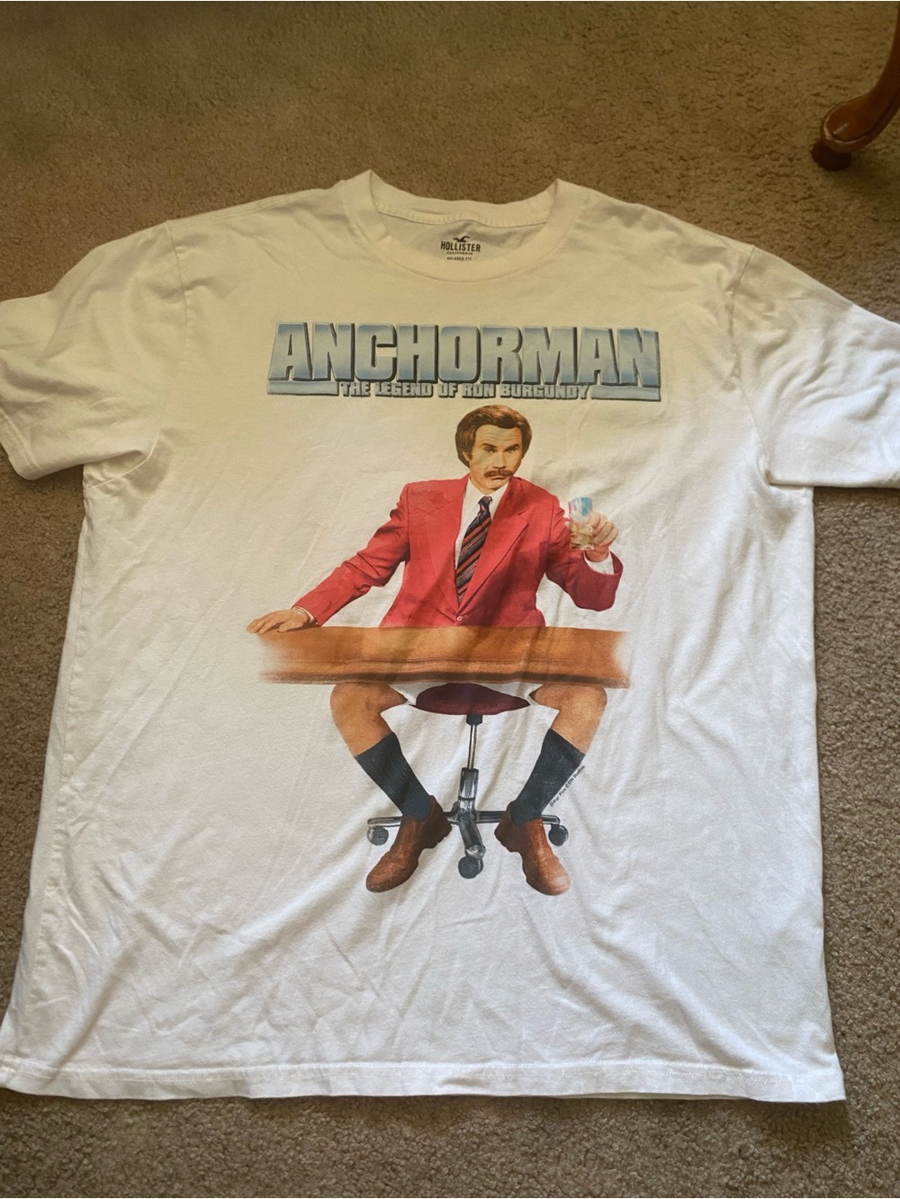 Hollister Anchorman T Shirt Mens XL White I'm Kind Of A Big Deal Will Ferrell